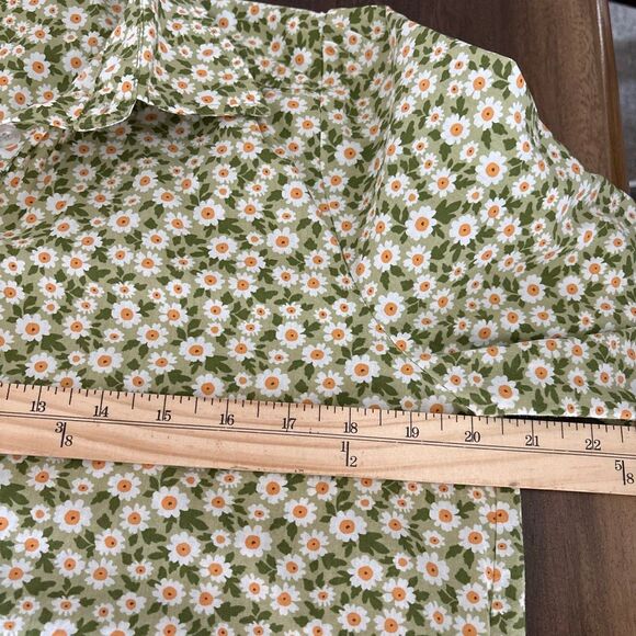 Duffield Lane Iris Tiered Shirt Cotton Dress Green Daisies - Size M Preppy - Picture 7 of 8
